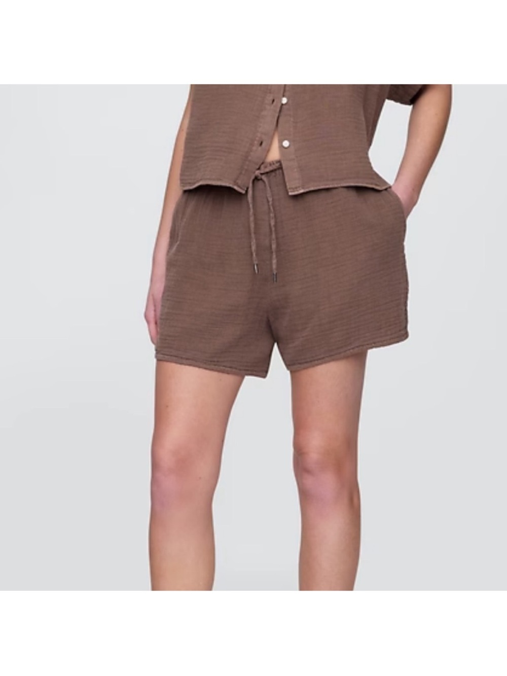 GAP Chocolate Brown Gauze Drawstring Lounge Shorts